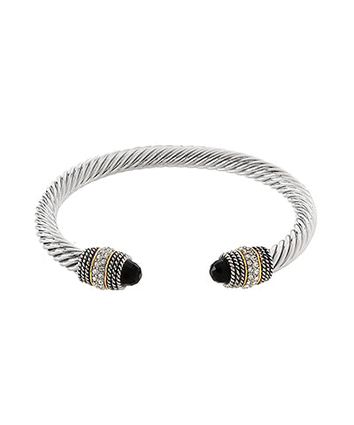 Jewel Two-Tone Cable Bangle