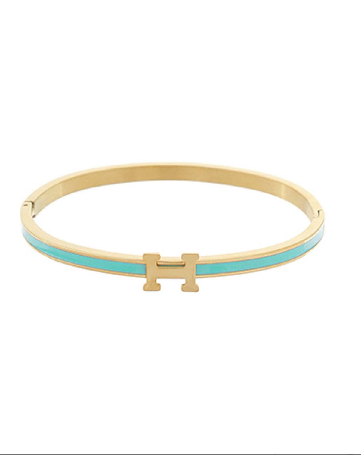 Luxe Gold and Blue Letter H Bangle Bracelet