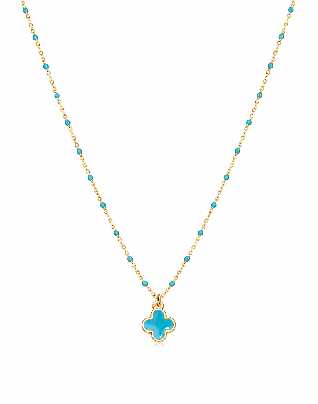 Turquoise Clover Beaded Necklace
