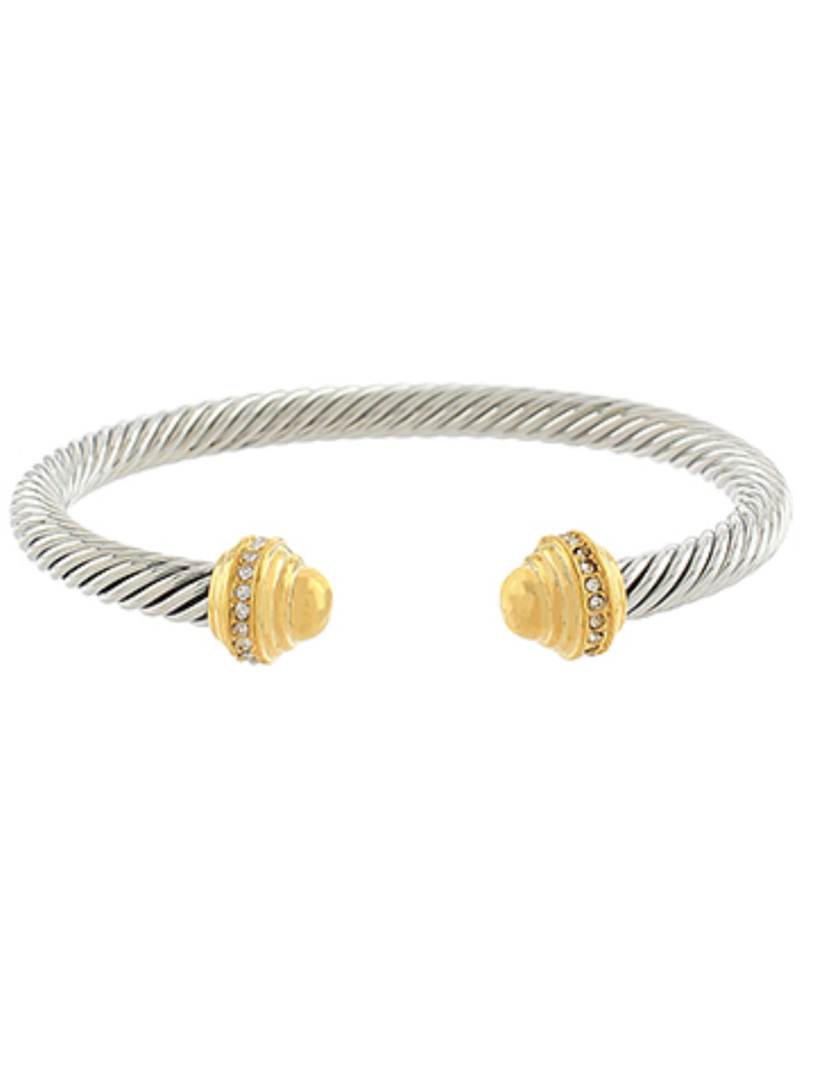 Gold/Silver Luxe Cable Cuff Crystal Bracelet