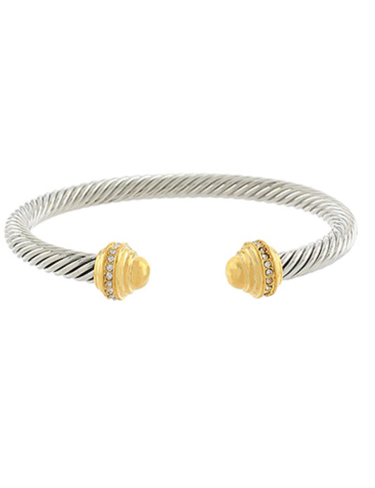 Gold/Silver Luxe Cable Cuff Crystal Bracelet