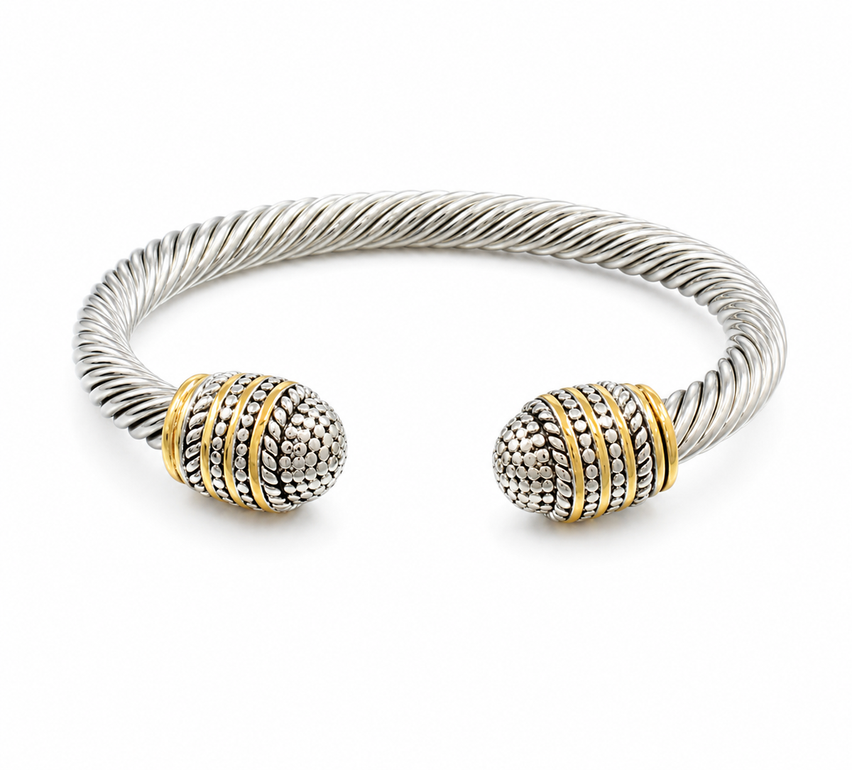 Luxe Two-Tone Cable Wire Cuff Bracelet
