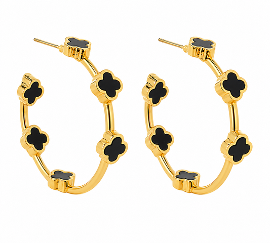 Midnight Clover Luxe Hoop Earrings
