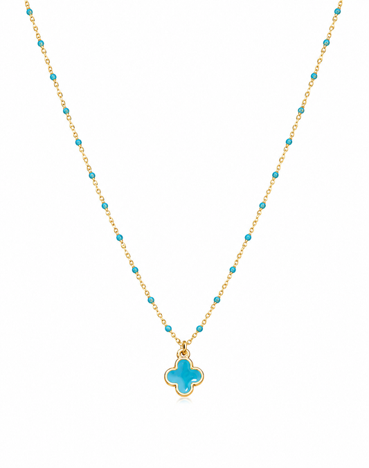 Turquoise Clover Beaded Necklace