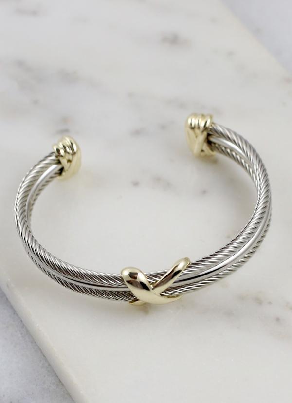 Three Row Cable Bracelet Gold-Silver