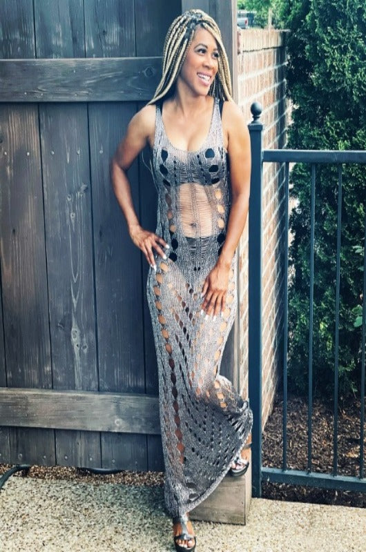 Gunmetal Fishnet Dress